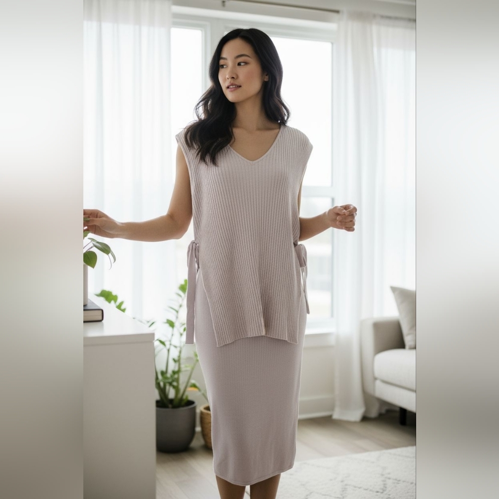 Gentle Herd Lilac 100% Wool Top And Skirt
